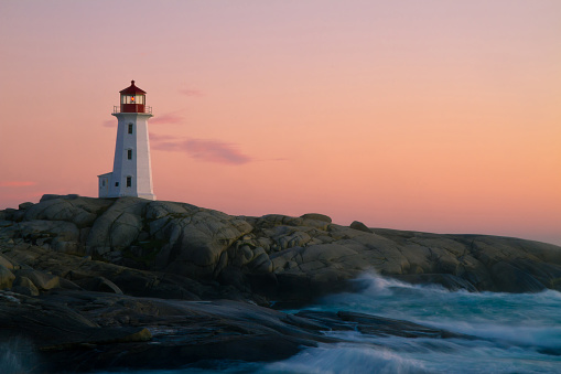 Peggy`s Cove Lighthouse at Dusk Peggy`s Cove Lighthouse in Nova Scotia